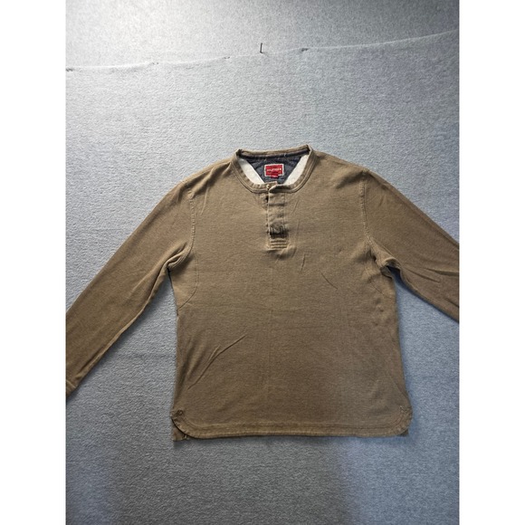 Tommy Hilfiger Denim Other - Tommy Hilfiger Denim Mens‎ Henley Shirt Tan Khaki Ribbed Waffle Knit Medium M